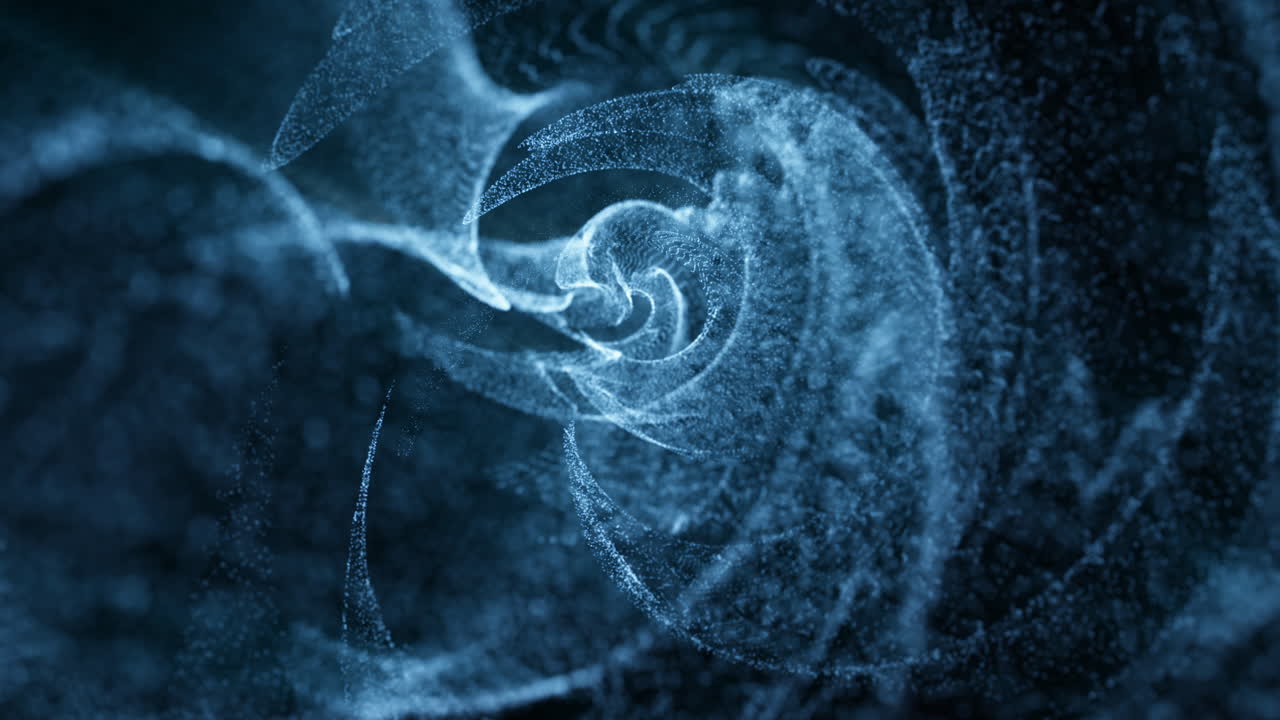 Particelle ondulate blu astratte, rendering 3D