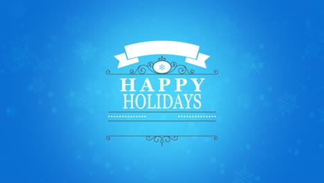 Happy-Holidays-with-snow-and-ribbons-on-blue-gradient