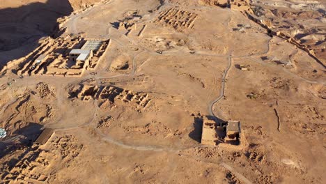aerial view of masada national park and ancient ruins in the judean desert, israel