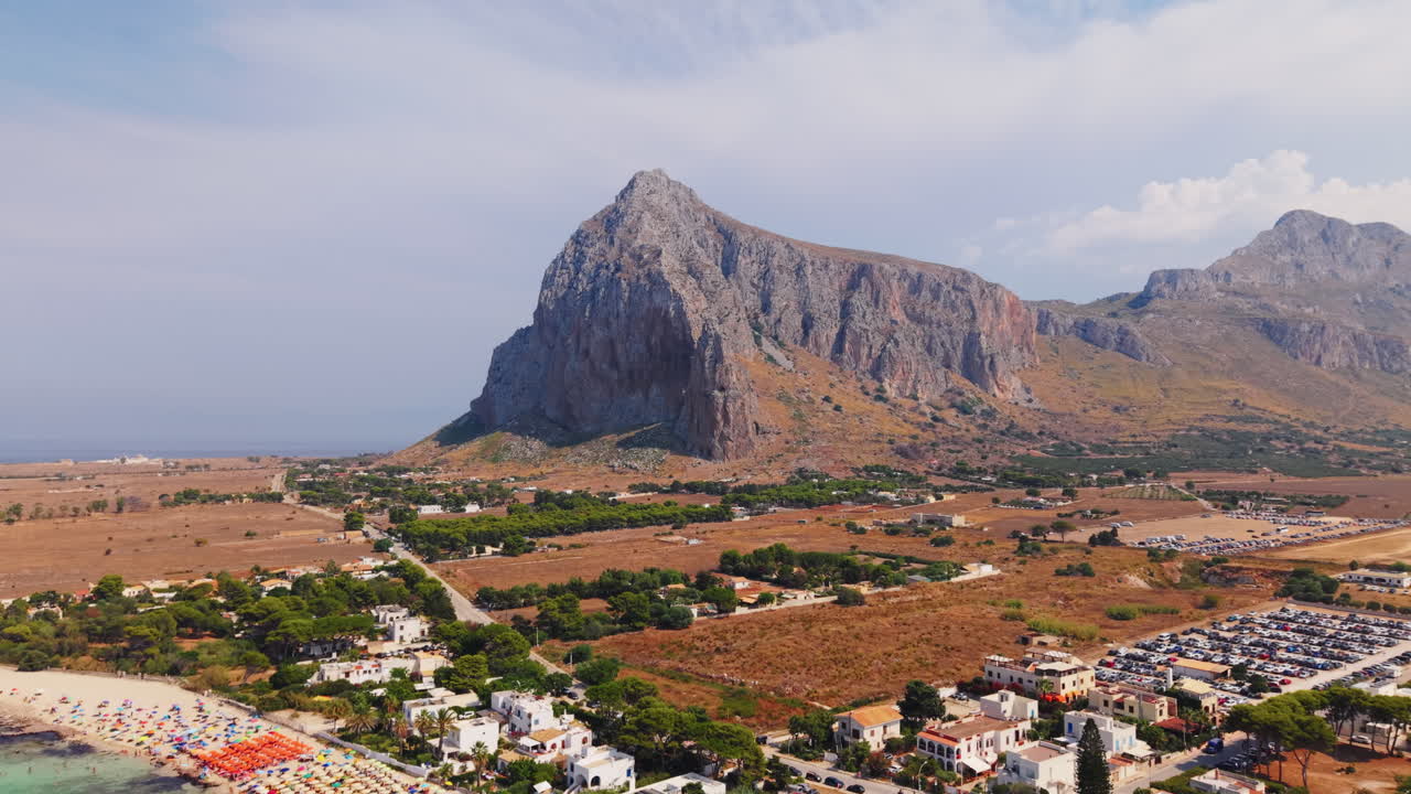 Aerial view of a mountain landscape in Sicily