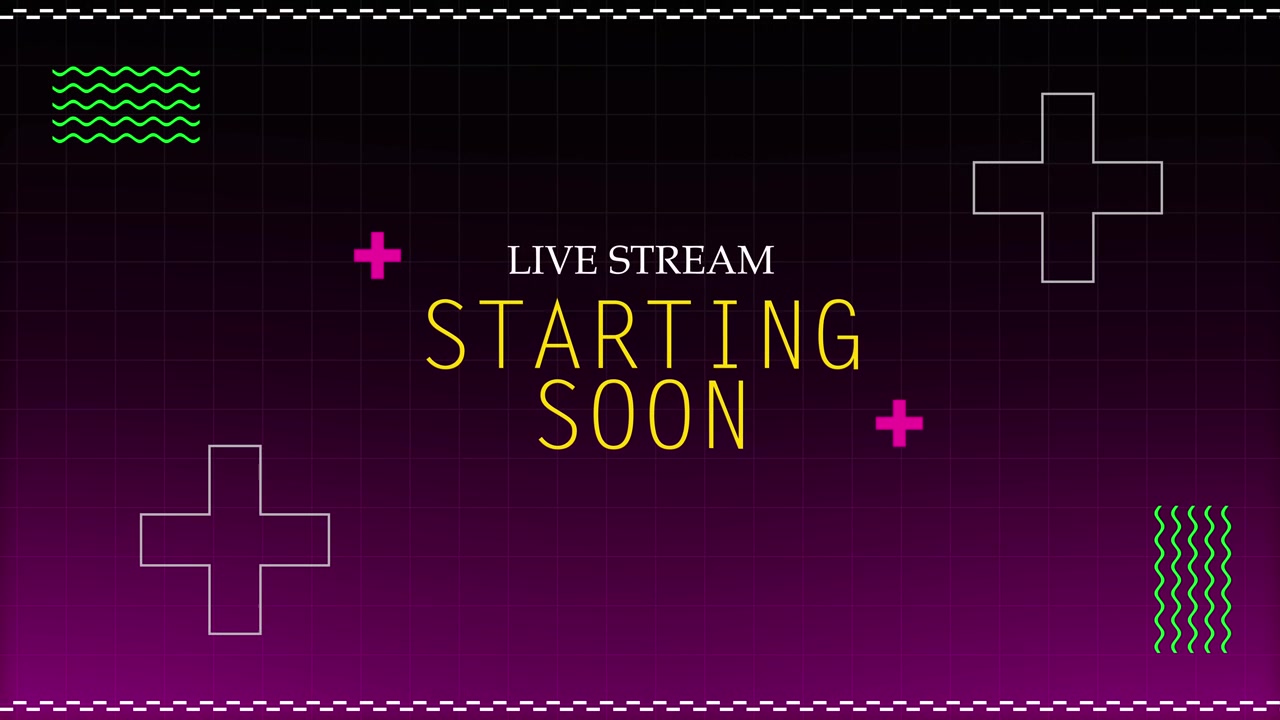 Bevægelig grafik til livestream: Starter snart, med retro æstetik