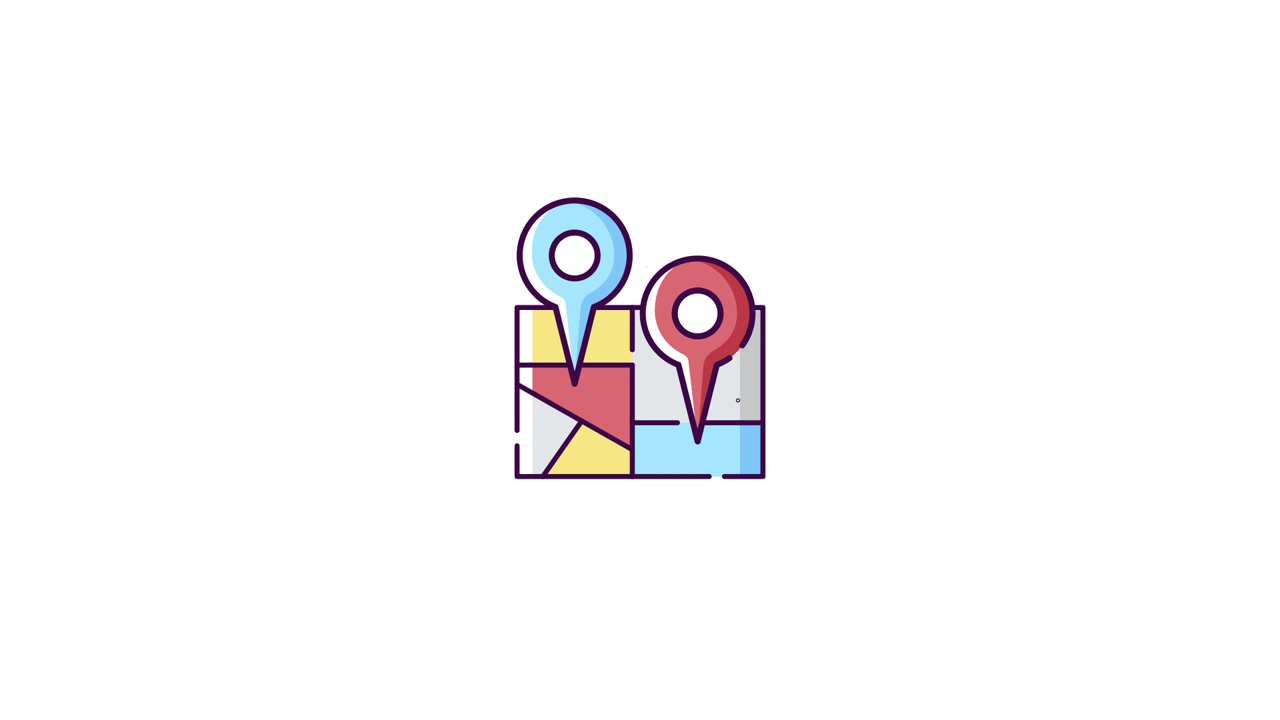 Animated Map Icon with Location Pins Appearing and Disappearing
