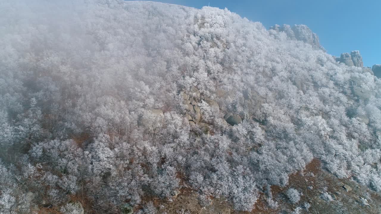 얼어붙은 산의 풍경