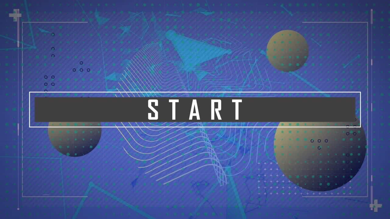 animación del texto de inicio con patrón de onda y globo sobre puntos conectados contra fondo azul