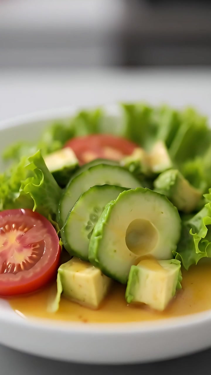 Frisk sund salat på sløret baggrund 4K