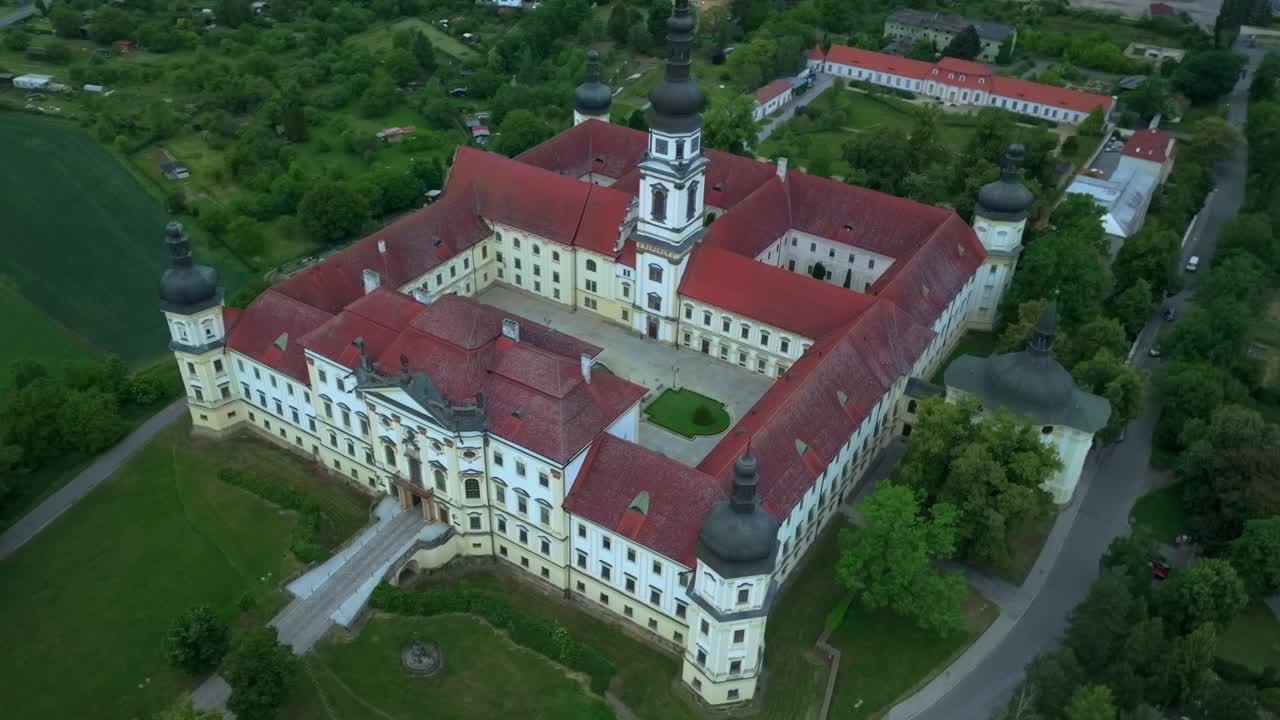 Monastery hillfort in Olomouc. Historical building from a drone perspective