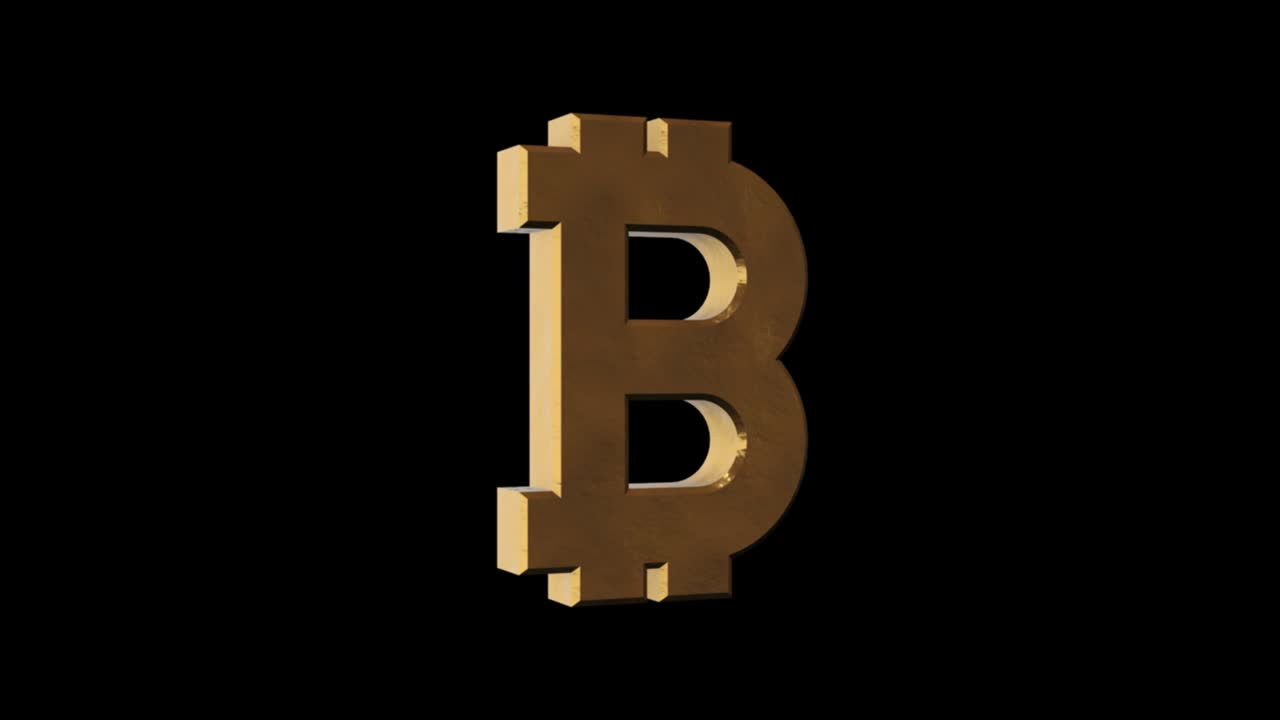 Bitcoin sign golden and rusty. Transparent background