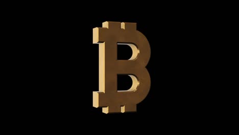bitcoin sign golden and rusty. transparent background