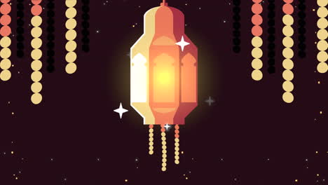 ramadan kareem animation with golden lantern hanging