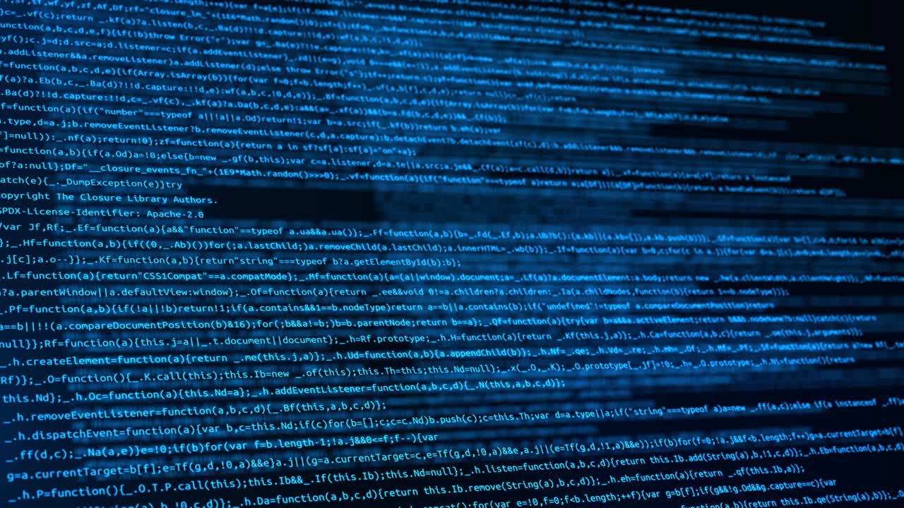 código de programa de red de big data ai ciclo de desplazamiento animación. código de programación