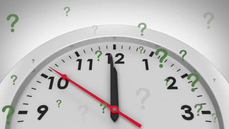 animación de signos de interrogación sobre el reloj