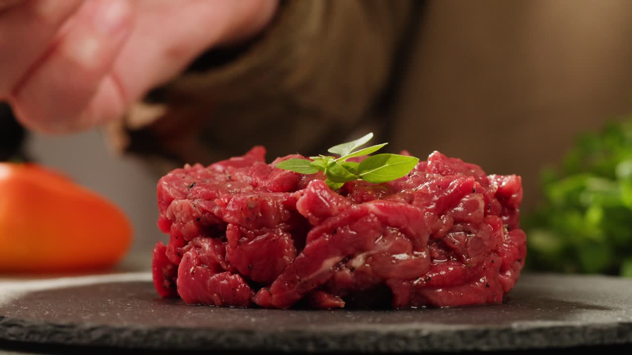 Chef Preparing Steak Tartare