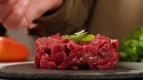 chef preparing steak tartare