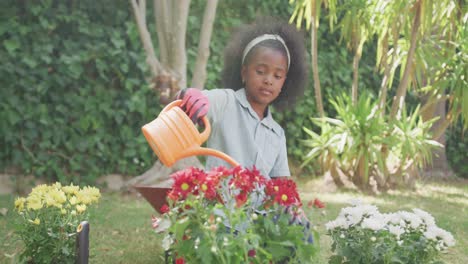 little girl gardening during a sunny day