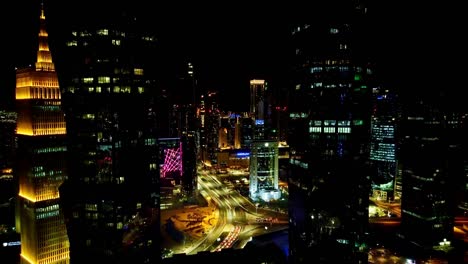 timelapse of doha downtown at night showcasing glowing skyscrapers and vibrant city lights
