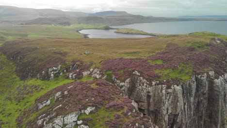 drone shot of coast in isle of skye in scotland