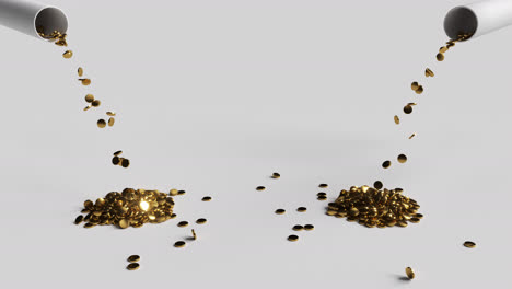 moedas de ouro a cair dos tubos.