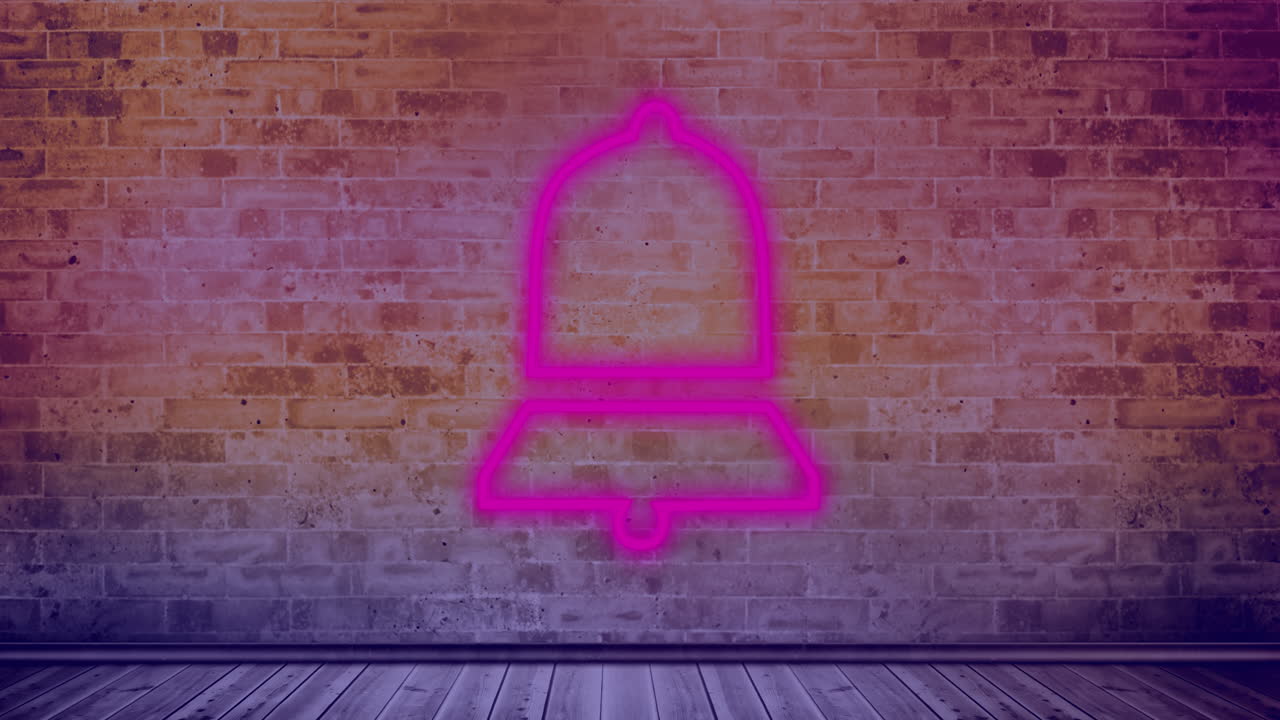 벽돌 벽 4k에 화살표 네온 표지