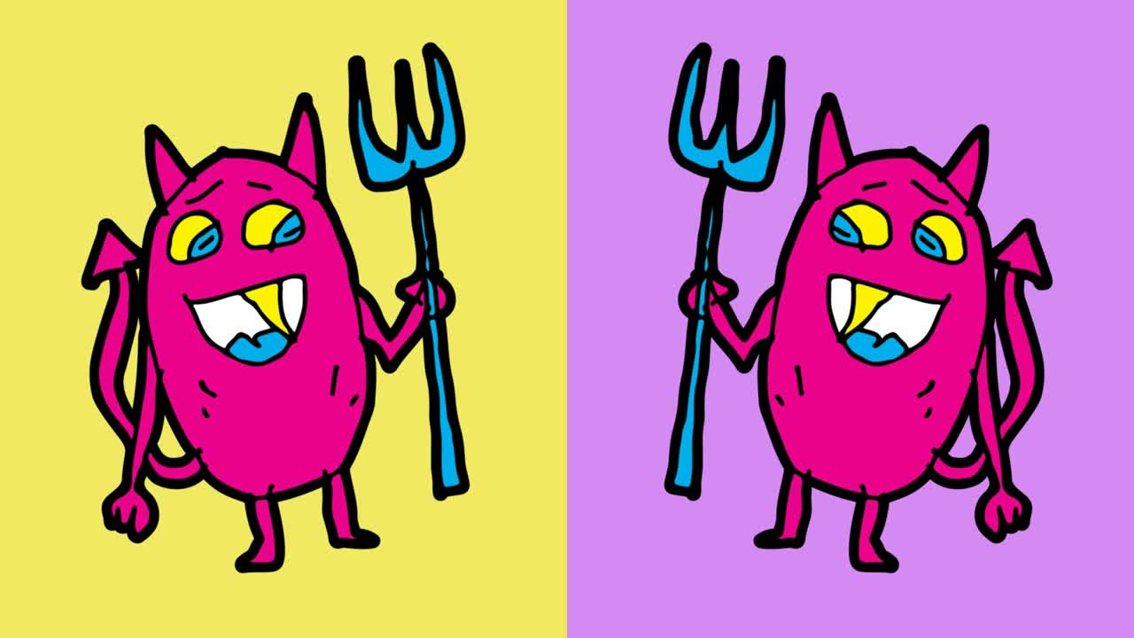 niños dibujando arte pop fondo sin costuras con el tema del diablo