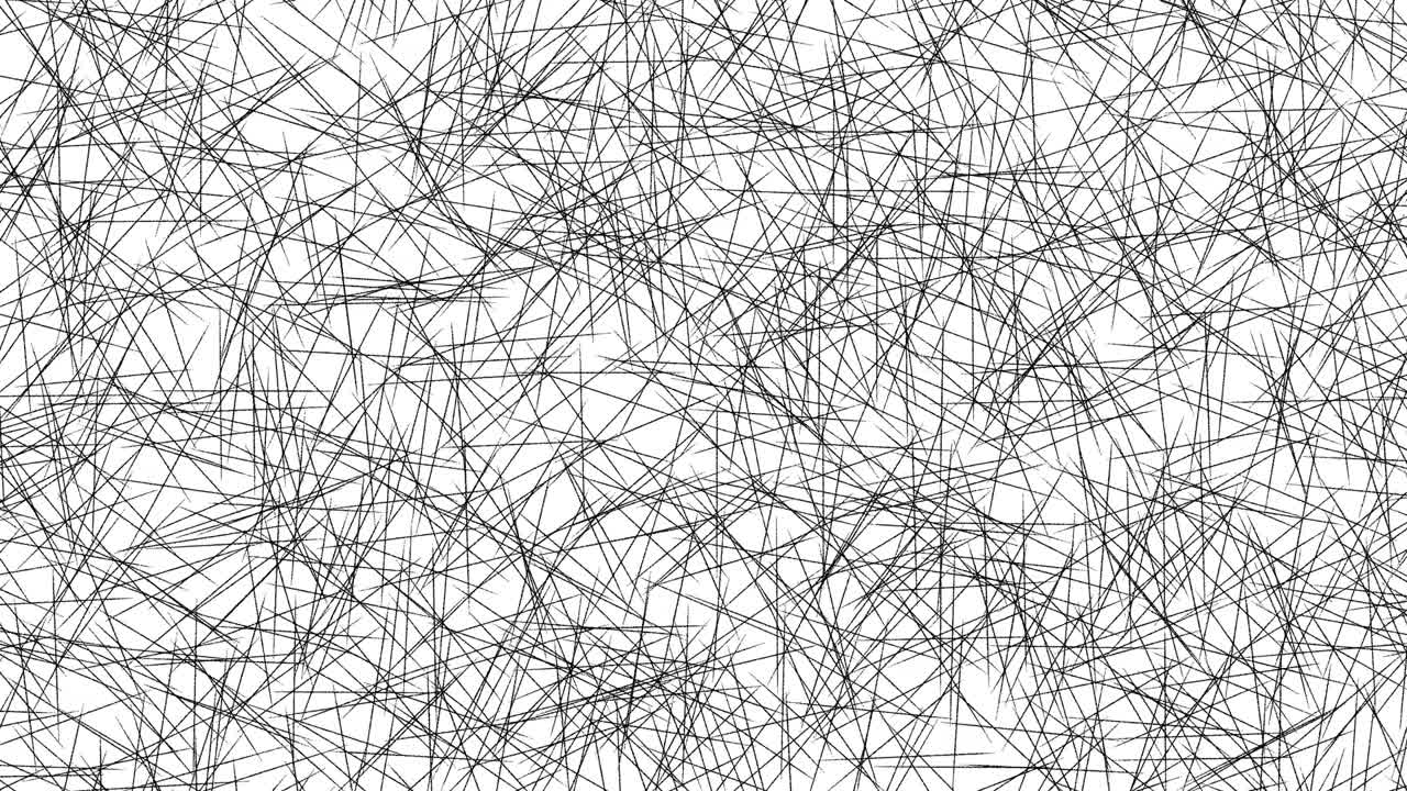 Thin spidery black lines, animated stop motion grunge texture on white background