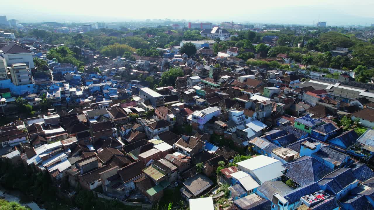Aerial View of Urban Cityscape with Houses and Buildings