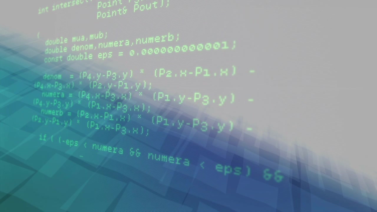 Animation of data processing over green background