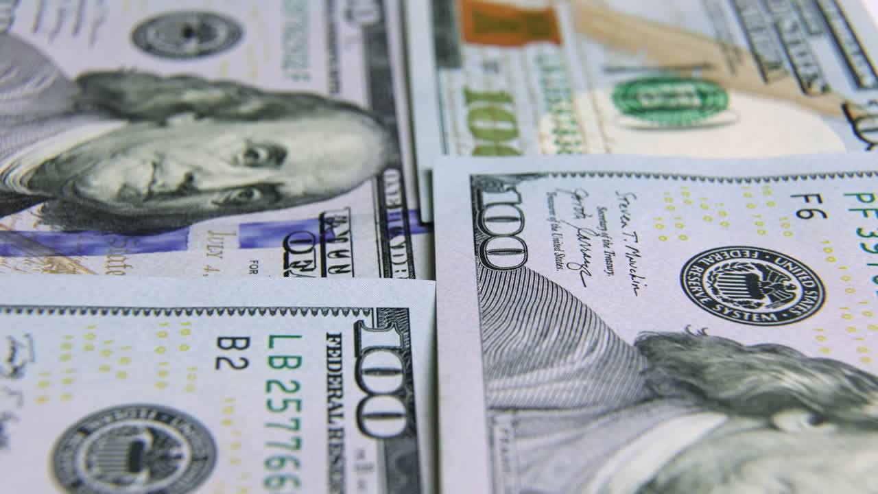 달러 지폐, 종이 돈, 환율 통화, 현금 지폐, 금융 및 투자 개념, 백 달러, 비즈니스 경제학