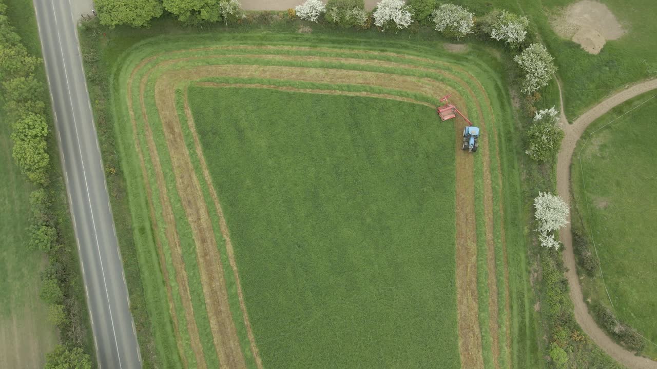 Irish cow fodder grass chopping with lawn mower Wexford