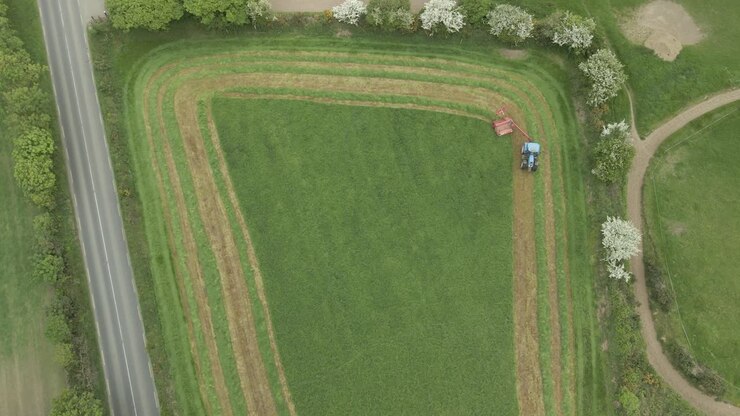 Irish cow fodder grass chopping with lawn mower Wexford
