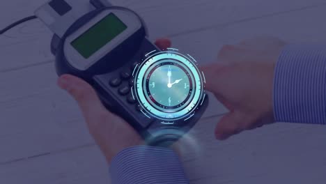 animación de un terminal de pago a través del reloj
