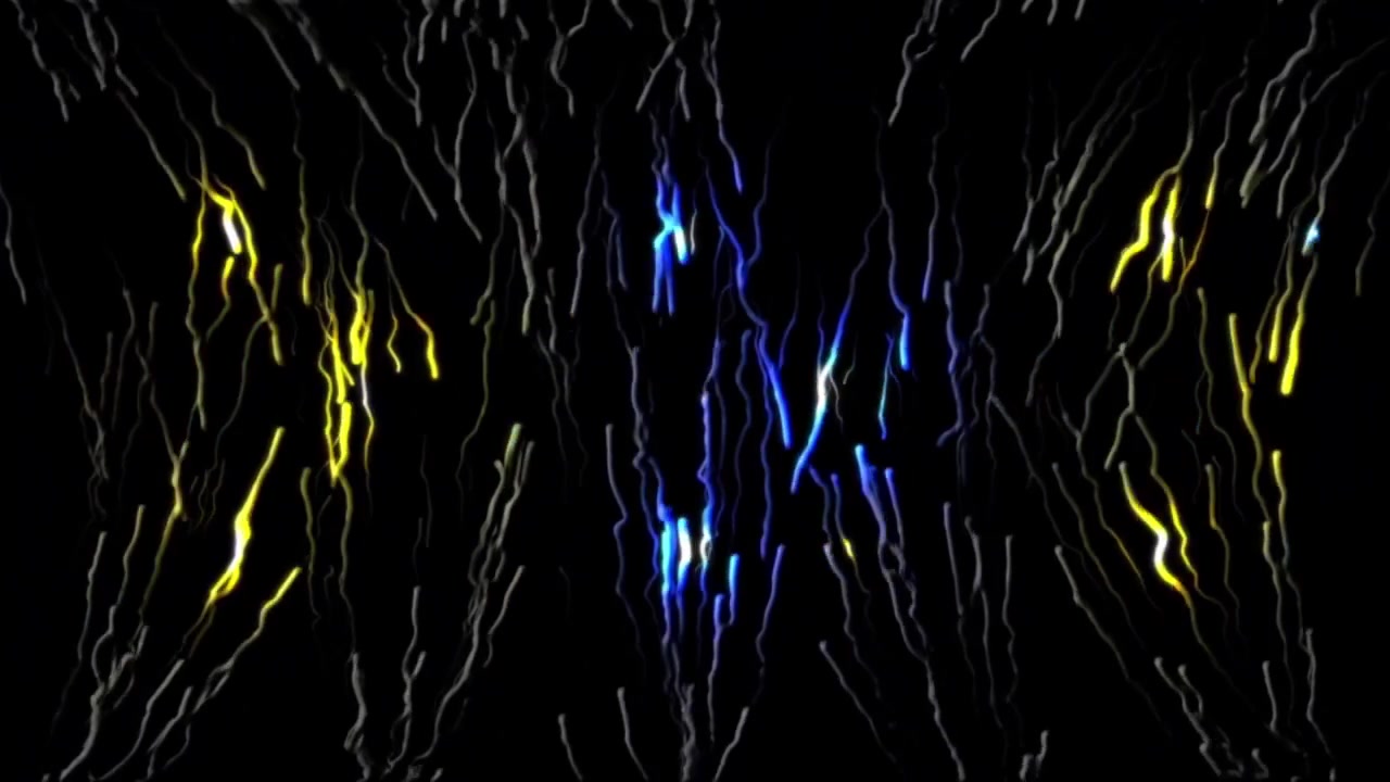 Abstract Animation of Glowing Blue and Yellow Light Trails on Black Background