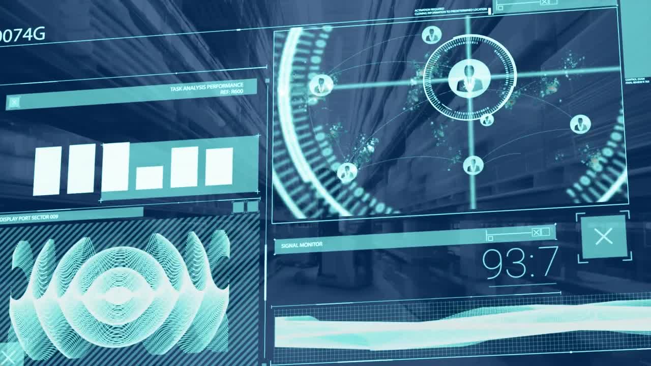 animación del procesamiento de datos sobre el almacén