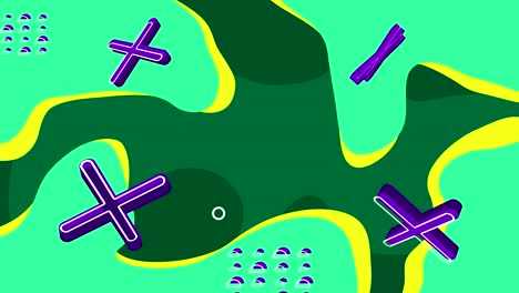 fondo abstracto verde con cruces 3d azules. bucle.