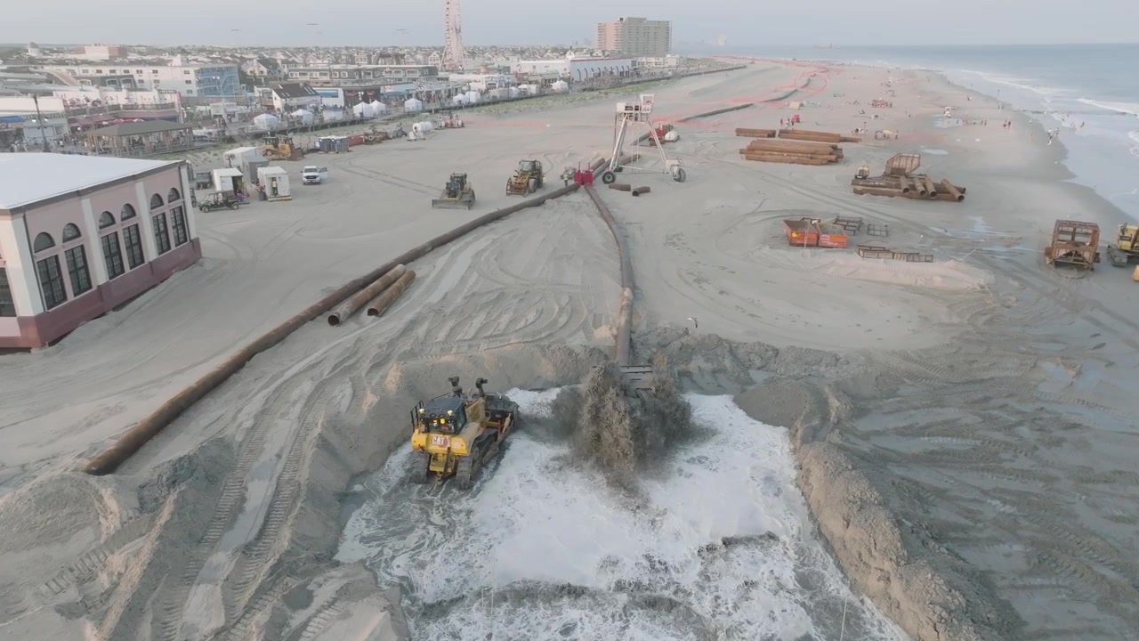 Progetto aereo di ripristino della spiaggia a Ocean City, New Jersey