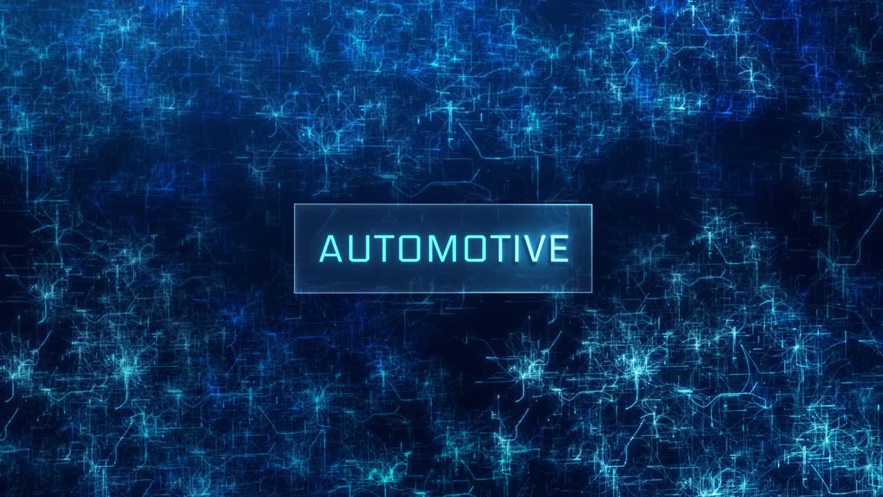 Bilkonsept over bakgrunn med glitrende nevralt nettverk. Konsept for bilindustrien på abstrakte datanettverk.