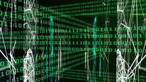 animation of connections and binary code in black space