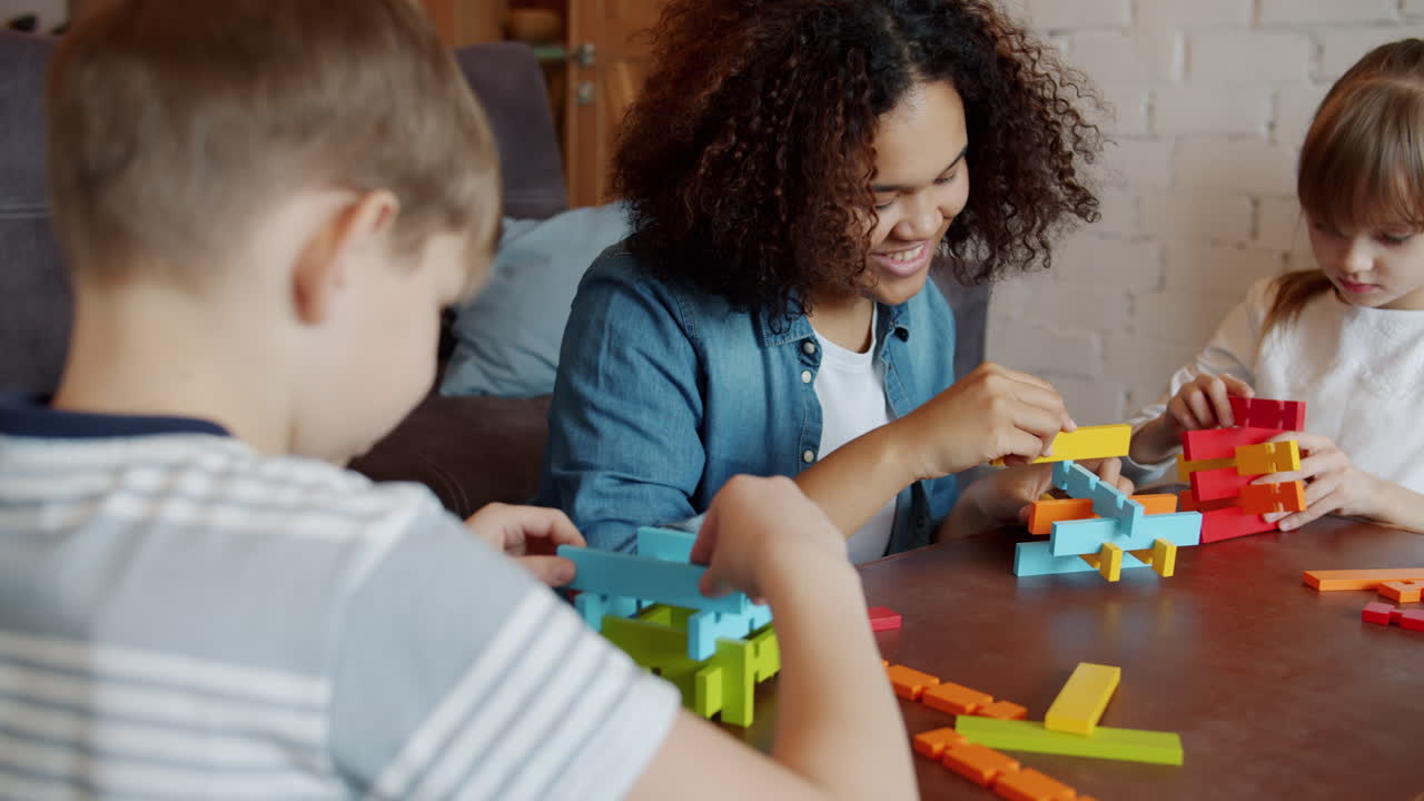 Children Playing with Building Blocks