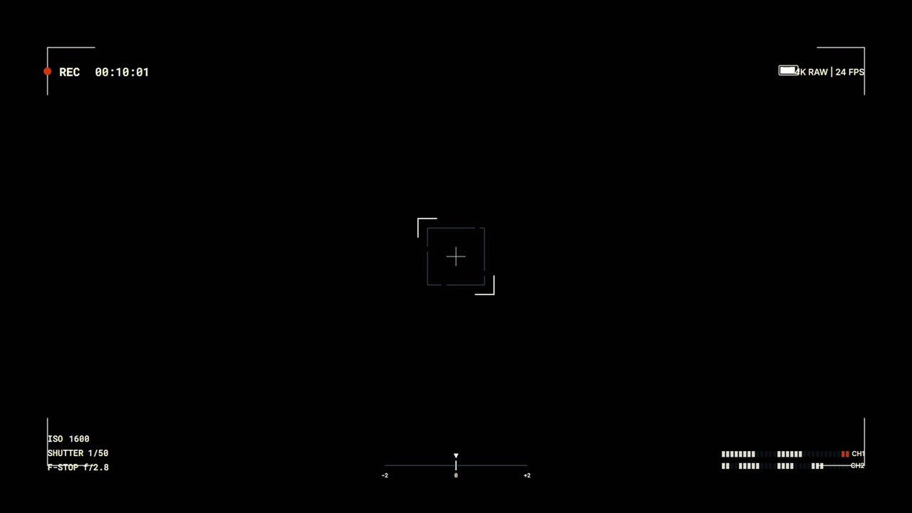 Digital Camera Viewfinder Interface Overlay on Black Background