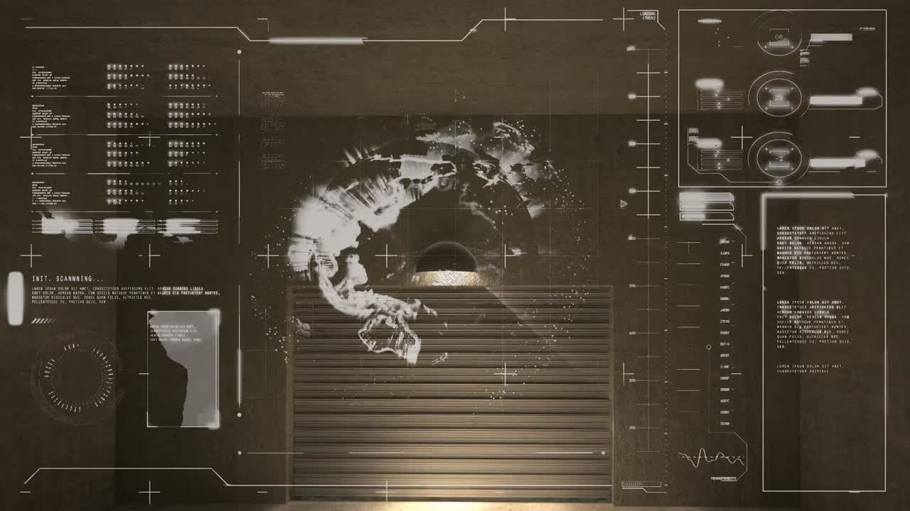 어두운 배경에서 데이터 처리의 애니메이션