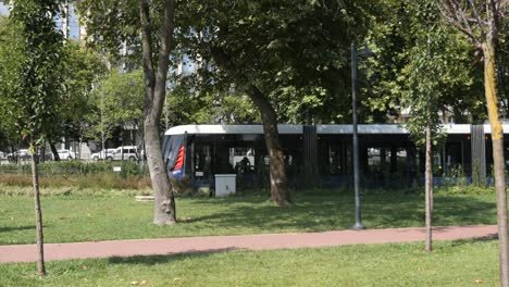 tram in a park