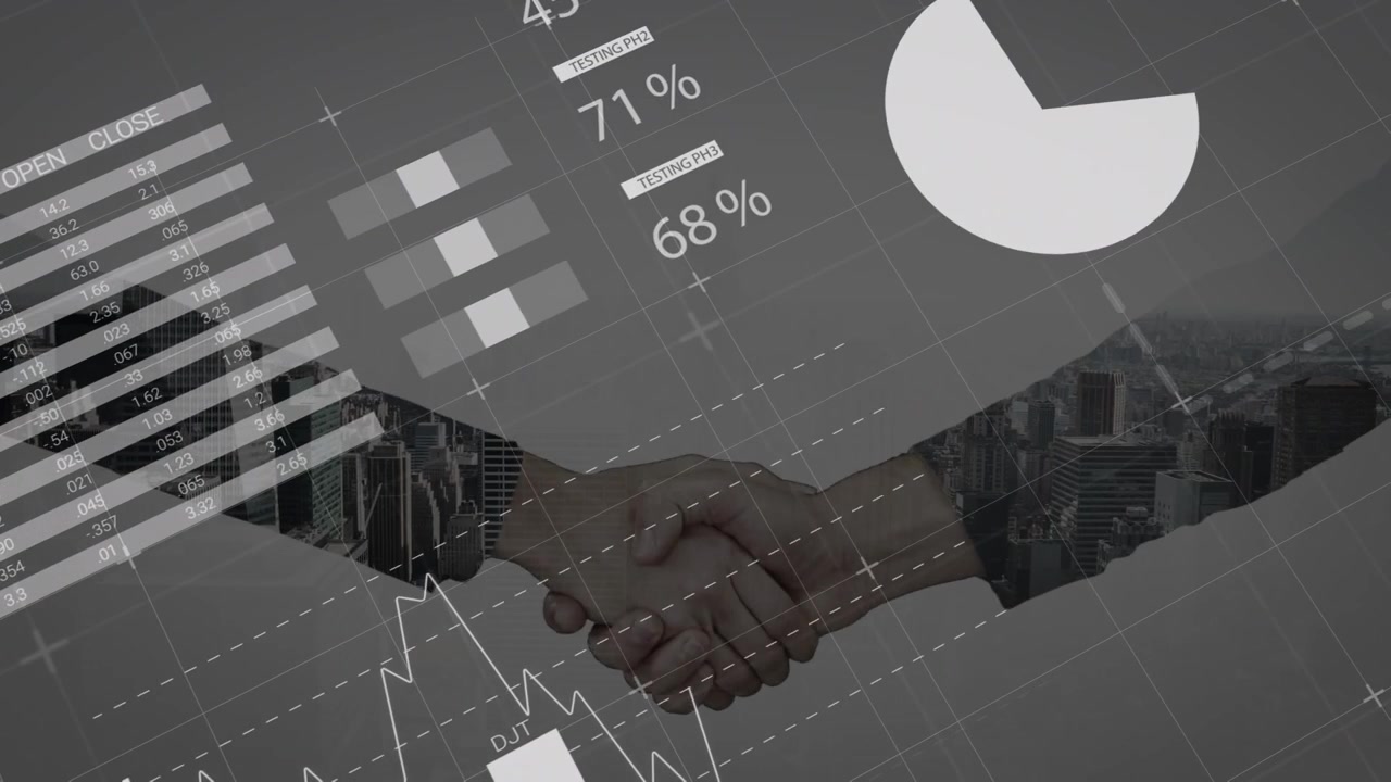 Animation von Diagrammen und Daten über Händeschütteln