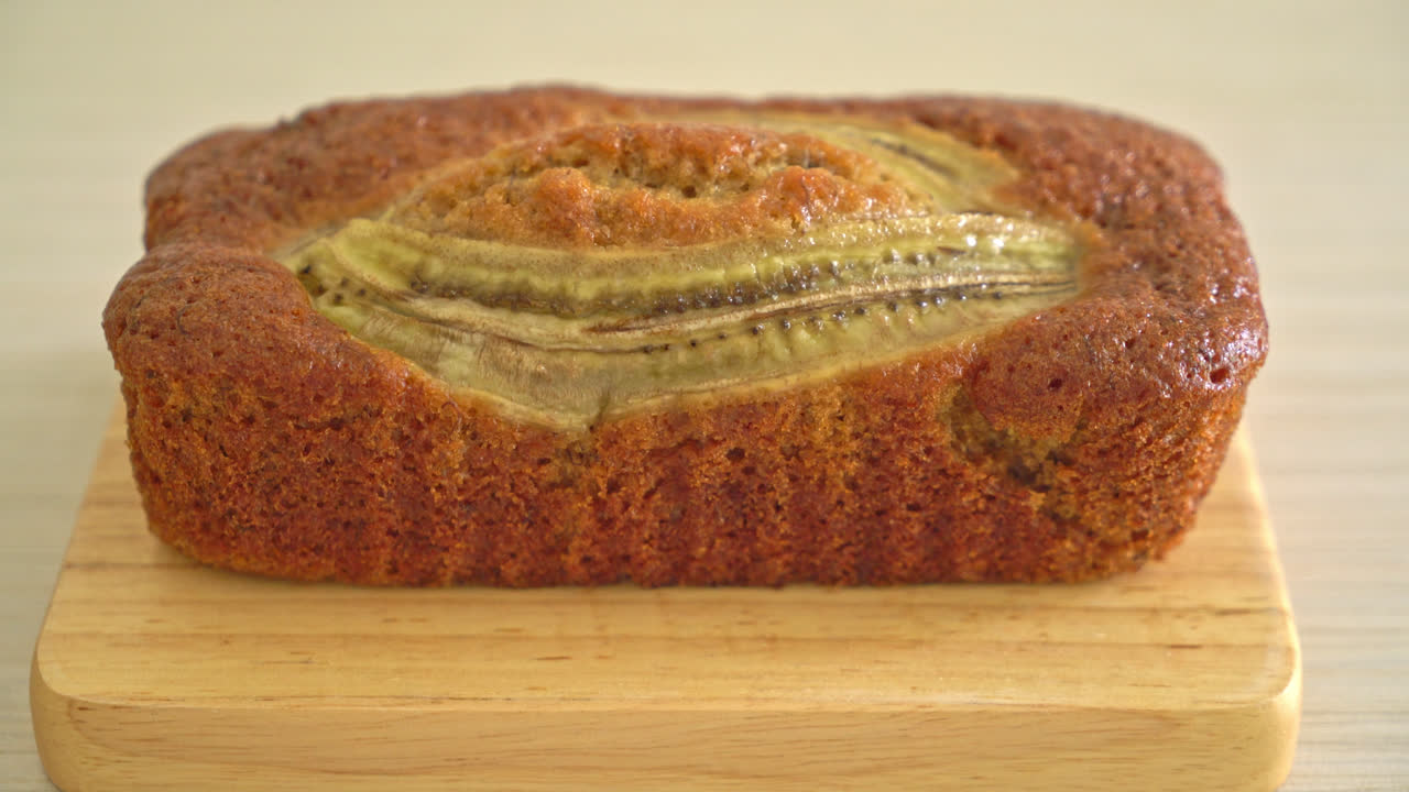 banana cake on wood board