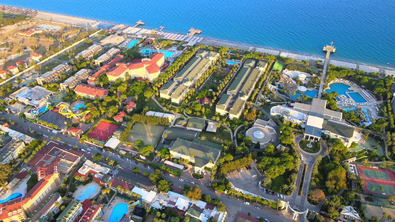 Aerial 4K drone footage of Kiriş- Kemer , and mountains &ndash; filmed in a vibrant summer time