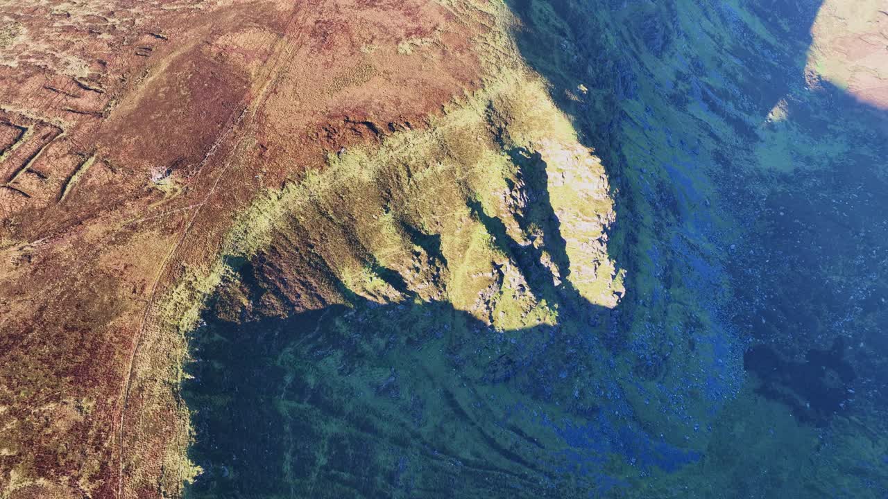 Ireland Epic mountains winter light drone view of Coum Eag Comeragh Mountains Waterford