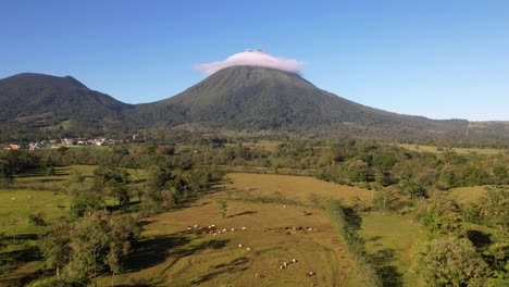 hyperlapse drone flight towards arenal volcano in costa rica