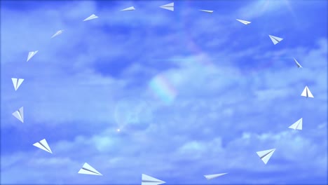 animación de un avión de papel volando en bucle
