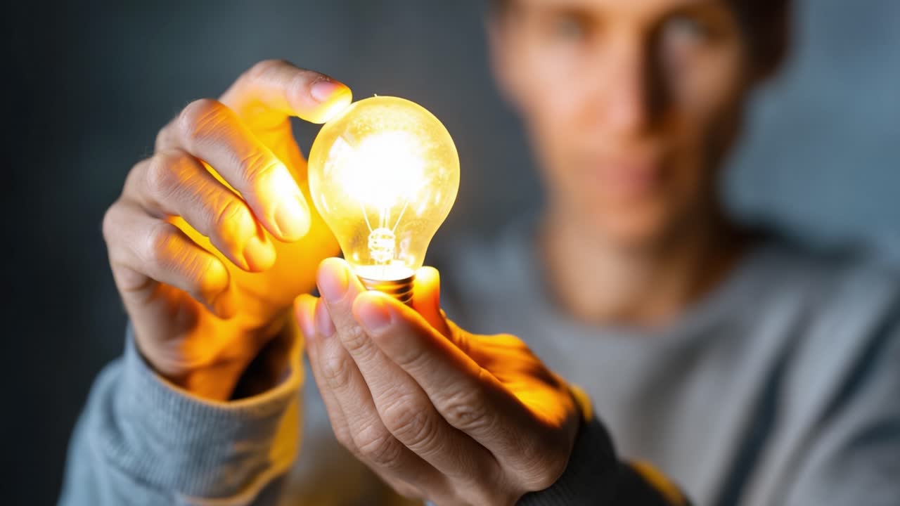 Illuminating Moments: A Person Holding a Light Bulb Capturing the Essence of Ideas and Creativity in a Thought-Provoking Display of Light and Energy