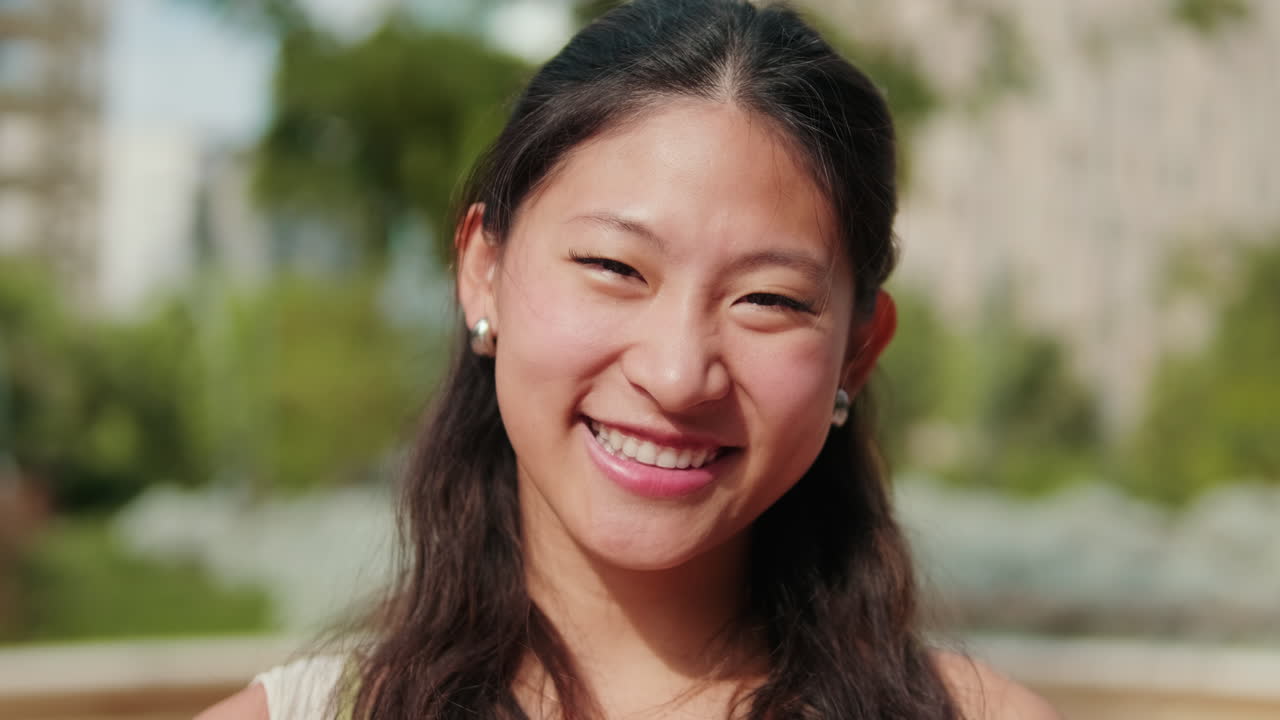 Close up of Asian girl with a notebooks, cute girl in the college standing