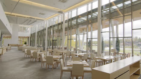 spacious and modern empty restaurant dining hall