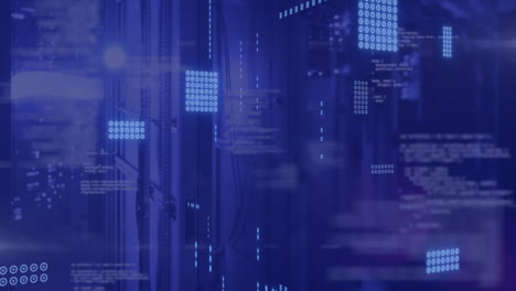 animation of circuit board and data processing over computer servers
